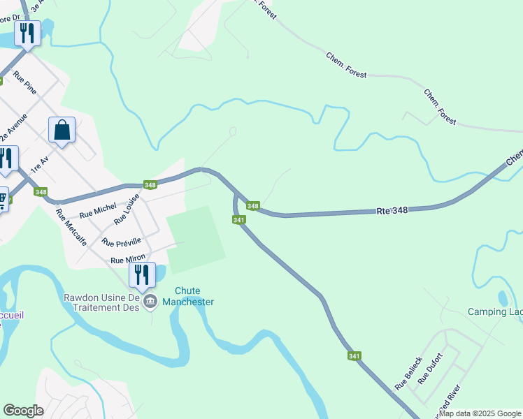 map of restaurants, bars, coffee shops, grocery stores, and more near 2469 Route 348 in Rawdon
