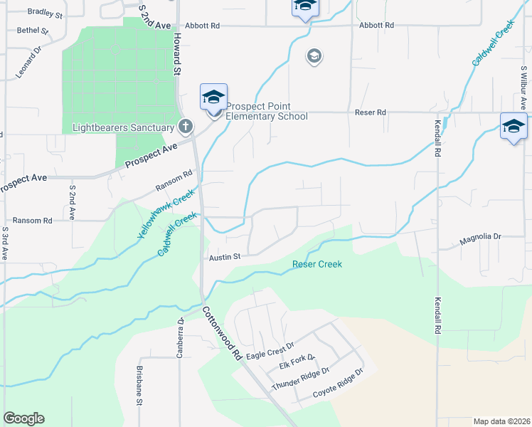 map of restaurants, bars, coffee shops, grocery stores, and more near 158 Whistling Duck Road in Walla Walla
