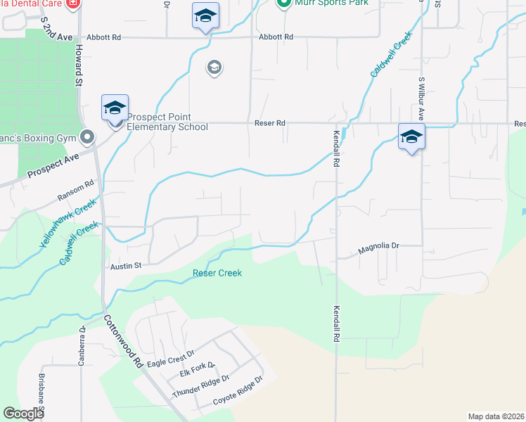 map of restaurants, bars, coffee shops, grocery stores, and more near 714 Mc Beth Road in Walla Walla