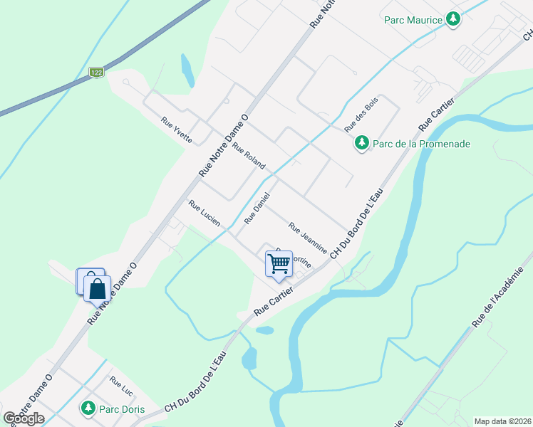 map of restaurants, bars, coffee shops, grocery stores, and more near 26 Rue Jeannine in Victoriaville