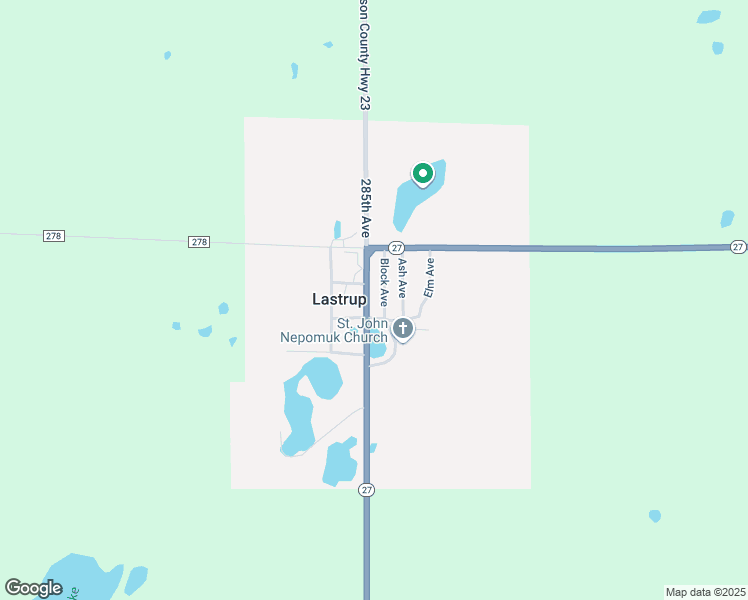 map of restaurants, bars, coffee shops, grocery stores, and more near 19248 Minnesota 27 in Lastrup