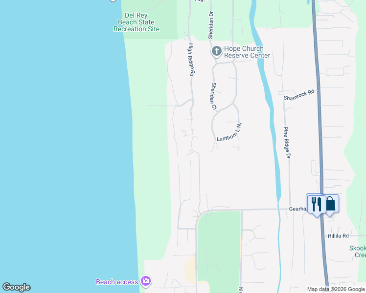 map of restaurants, bars, coffee shops, grocery stores, and more near 4580 High Ridge Rd in Gearhart