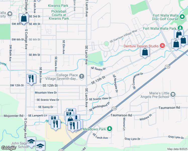 map of restaurants, bars, coffee shops, grocery stores, and more near 833 Southeast Marine Drive in College Place