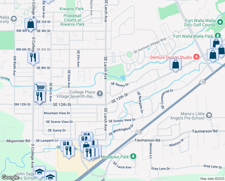 map of restaurants, bars, coffee shops, grocery stores, and more near 833 Southeast Marine Drive in College Place