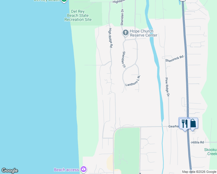 map of restaurants, bars, coffee shops, grocery stores, and more near 4580 High Ridge Road in Gearhart