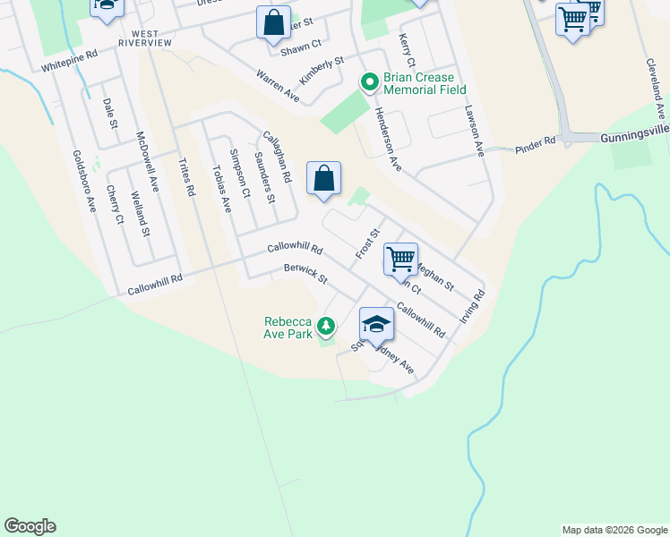 map of restaurants, bars, coffee shops, grocery stores, and more near 86 Charyl Court in Riverview