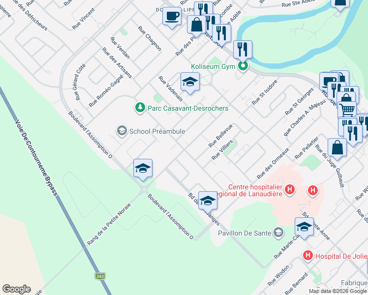 map of restaurants, bars, coffee shops, grocery stores, and more near 154 Rue Petite Noraie in Saint-Charles-Borromée