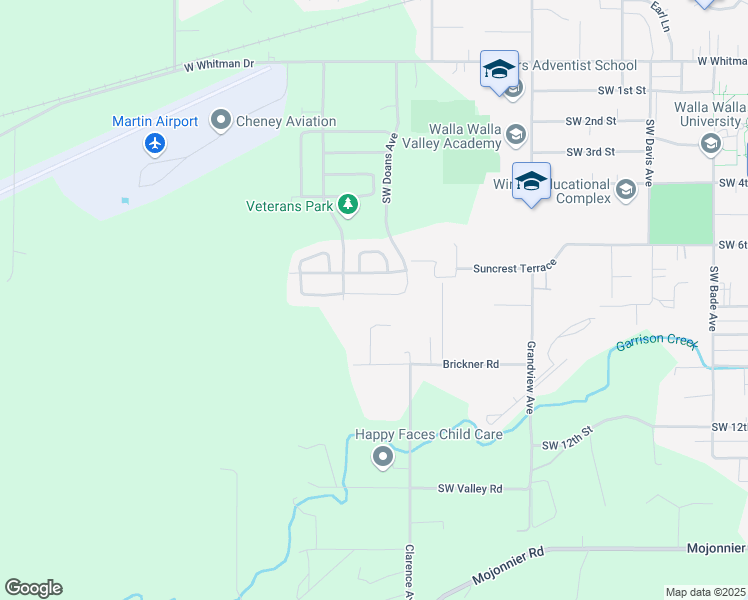 map of restaurants, bars, coffee shops, grocery stores, and more near 1153 Southwest Julia Street in College Place