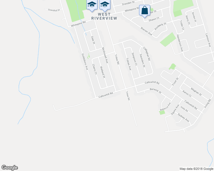 map of restaurants, bars, coffee shops, grocery stores, and more near 33 Welland St in Riverview