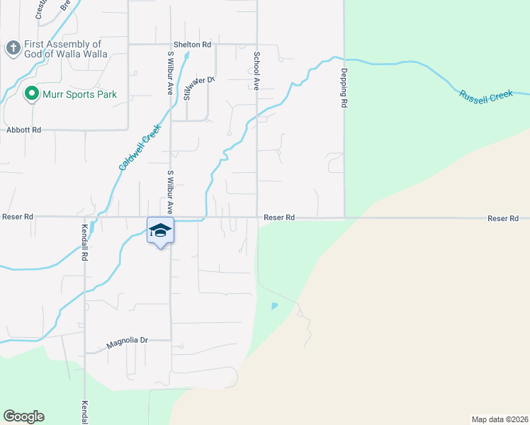 map of restaurants, bars, coffee shops, grocery stores, and more near 1809 Reser Road in Walla Walla