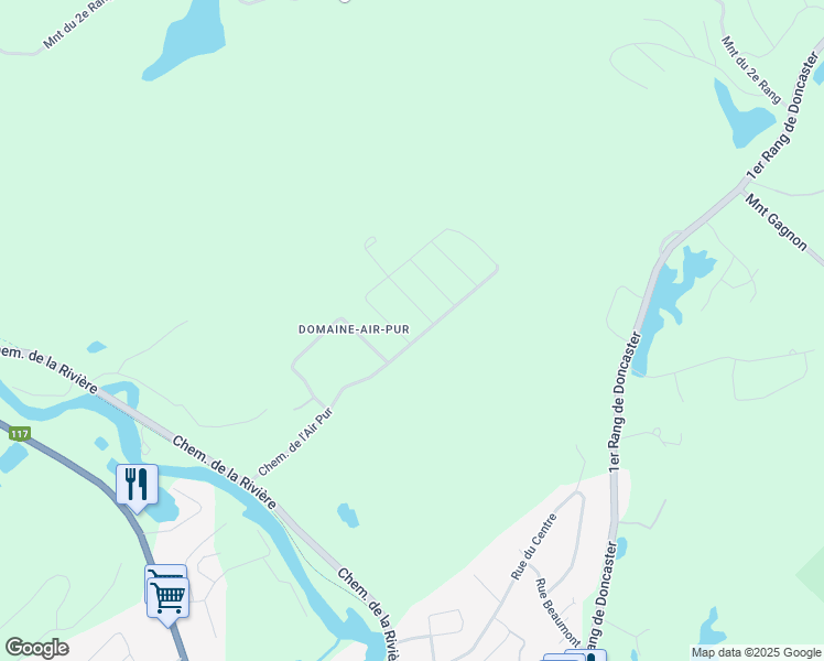 map of restaurants, bars, coffee shops, grocery stores, and more near 2815 Chemin de l'Air Pur in Val-David