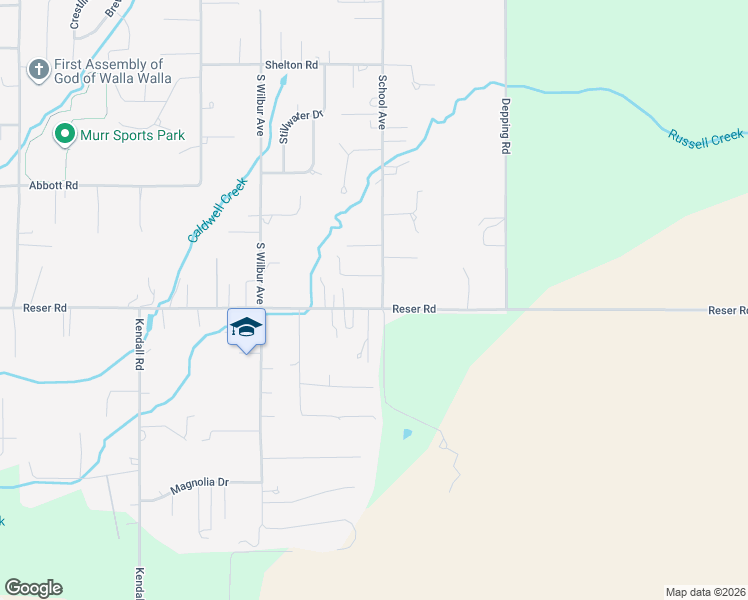 map of restaurants, bars, coffee shops, grocery stores, and more near 1809 Reser Road in Walla Walla
