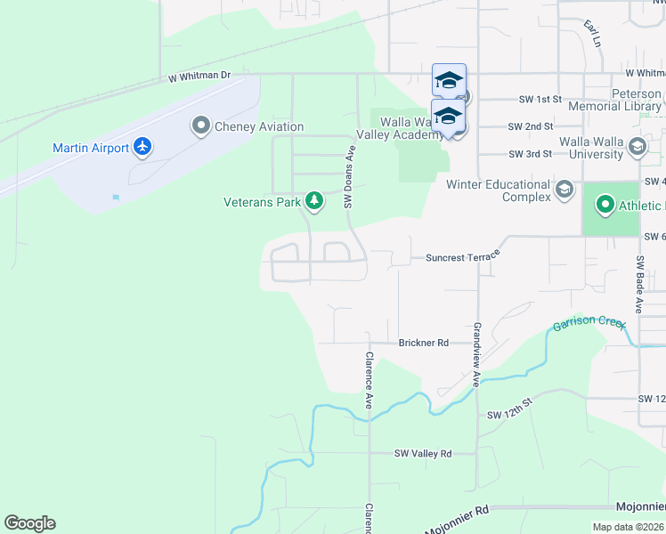 map of restaurants, bars, coffee shops, grocery stores, and more near 1153 Southwest Julia Street in College Place