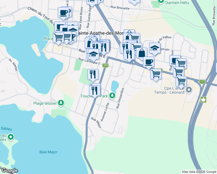 map of restaurants, bars, coffee shops, grocery stores, and more near 37 Avenue Byette in Sainte-Agathe-des-Monts