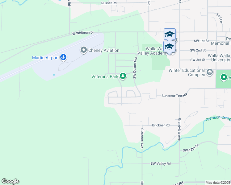 map of restaurants, bars, coffee shops, grocery stores, and more near 552 Southwest Alicia Loop in College Place