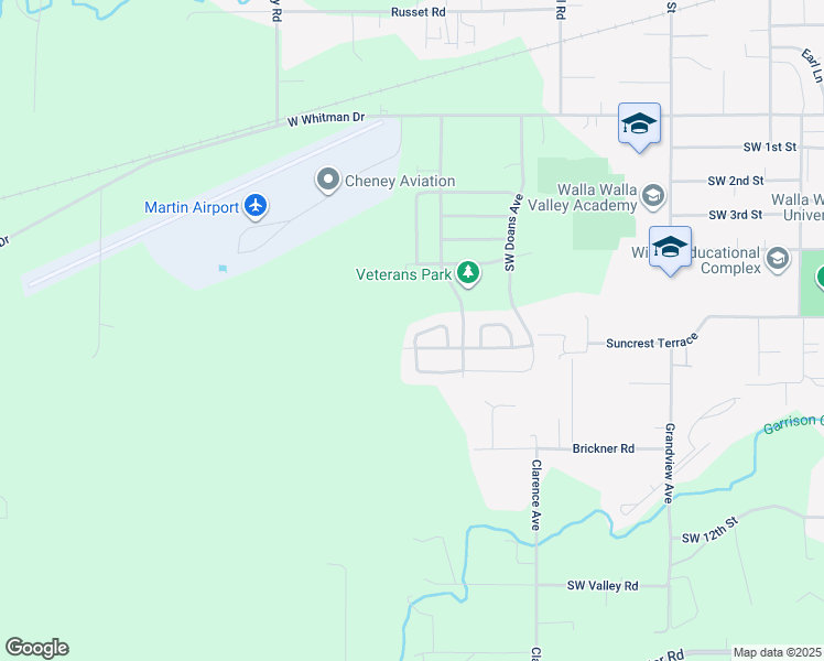 map of restaurants, bars, coffee shops, grocery stores, and more near 552 Southwest Alicia Loop in College Place