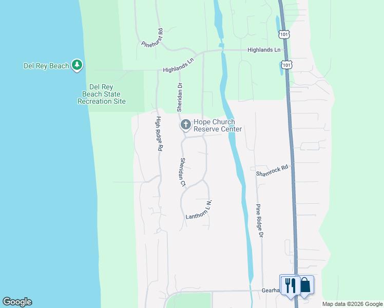 map of restaurants, bars, coffee shops, grocery stores, and more near 507 Jerome Court in Gearhart