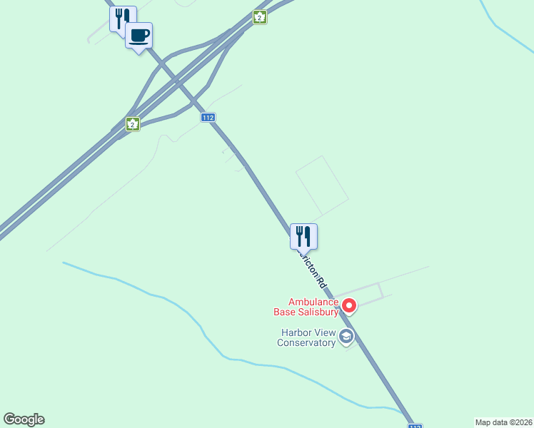 map of restaurants, bars, coffee shops, grocery stores, and more near 2888 Fredericton Road in Salisbury