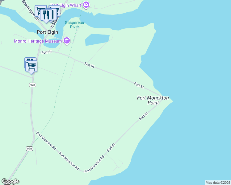 map of restaurants, bars, coffee shops, grocery stores, and more near 191 Fort Moncton Road in Baie Verte