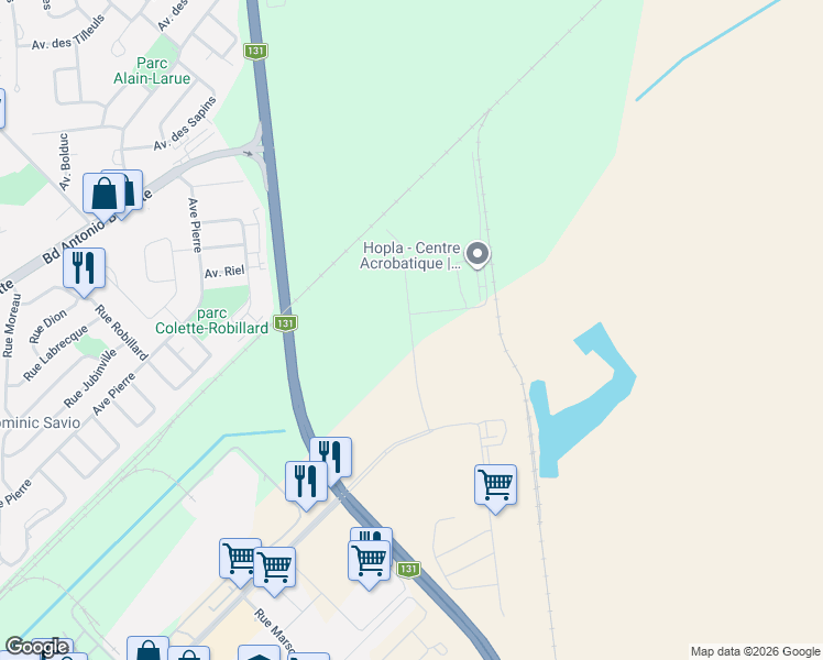 map of restaurants, bars, coffee shops, grocery stores, and more near Rue Joseph M. Parent in Lanaudière