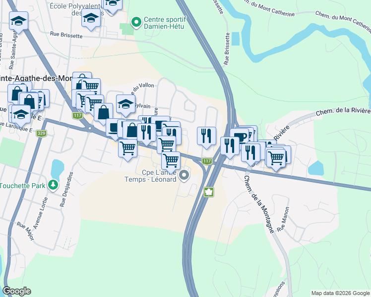 map of restaurants, bars, coffee shops, grocery stores, and more near 700 Rue Principale Est in Sainte-Agathe-des-Monts