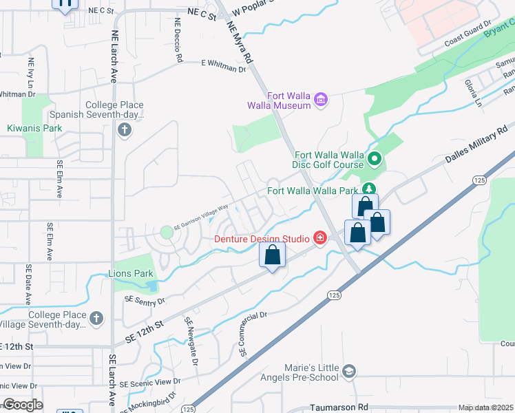 map of restaurants, bars, coffee shops, grocery stores, and more near Southeast Turnbull Street in College Place