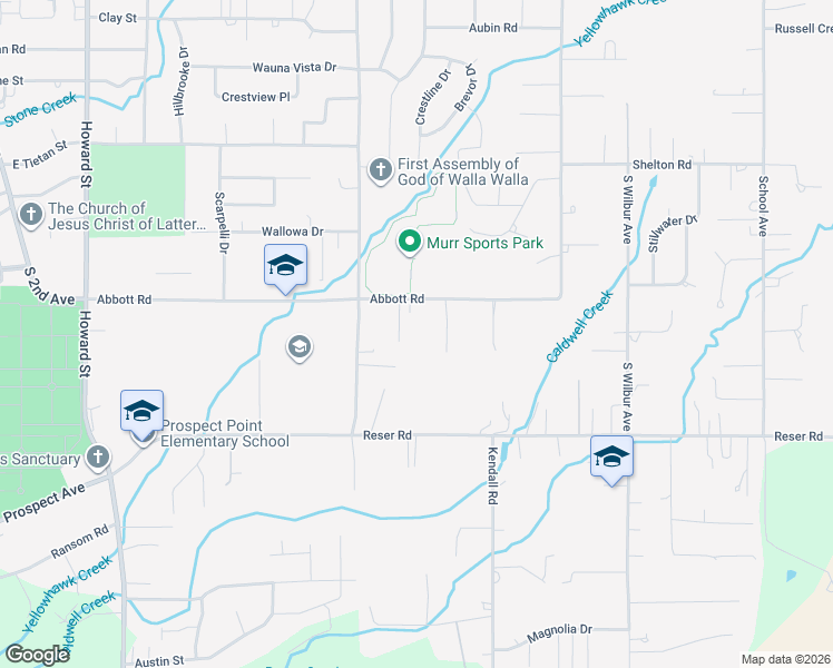 map of restaurants, bars, coffee shops, grocery stores, and more near 960 Abbott Road in Walla Walla