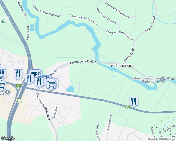 map of restaurants, bars, coffee shops, grocery stores, and more near Rue du Parc in Sainte-Agathe-des-Monts