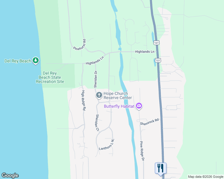 map of restaurants, bars, coffee shops, grocery stores, and more near 561 Diamond Lane in Gearhart
