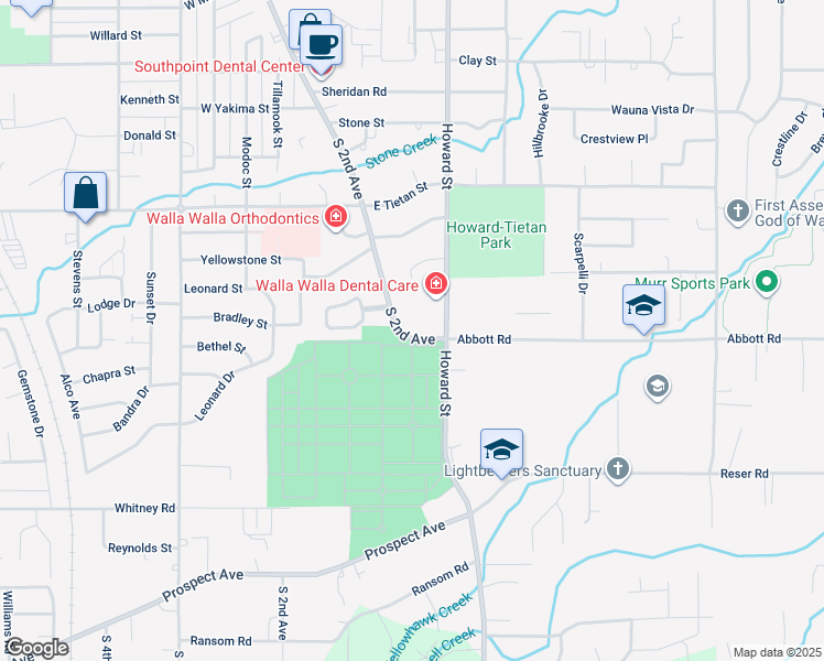 map of restaurants, bars, coffee shops, grocery stores, and more near in Walla Walla