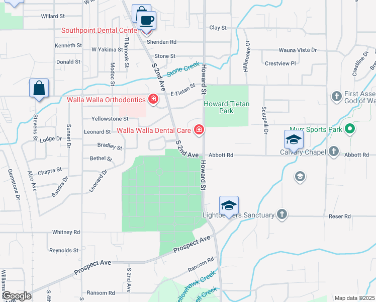 map of restaurants, bars, coffee shops, grocery stores, and more near in Walla Walla