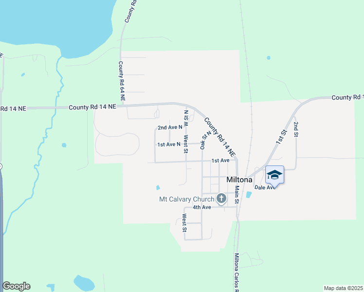 map of restaurants, bars, coffee shops, grocery stores, and more near 104 West Street in Miltona