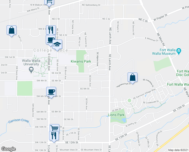 map of restaurants, bars, coffee shops, grocery stores, and more near 618 Southeast Jillian Court in College Place
