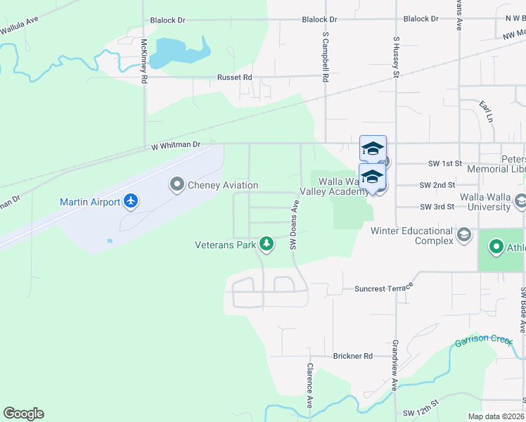 map of restaurants, bars, coffee shops, grocery stores, and more near 1231 Southwest Greeley Street in College Place