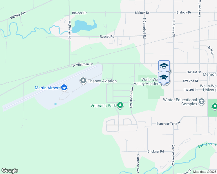 map of restaurants, bars, coffee shops, grocery stores, and more near 1371 Southwest Greeley Street in College Place
