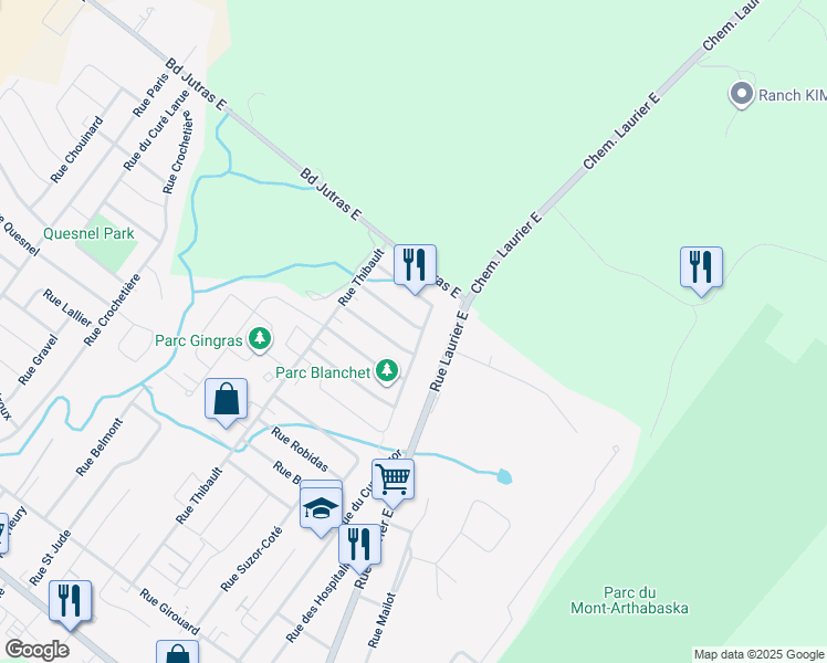 map of restaurants, bars, coffee shops, grocery stores, and more near 59 Rue Beaupré in Victoriaville