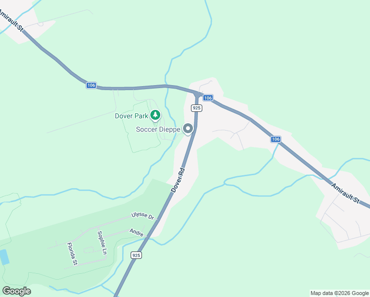 map of restaurants, bars, coffee shops, grocery stores, and more near 365 Dover Road in Dieppe