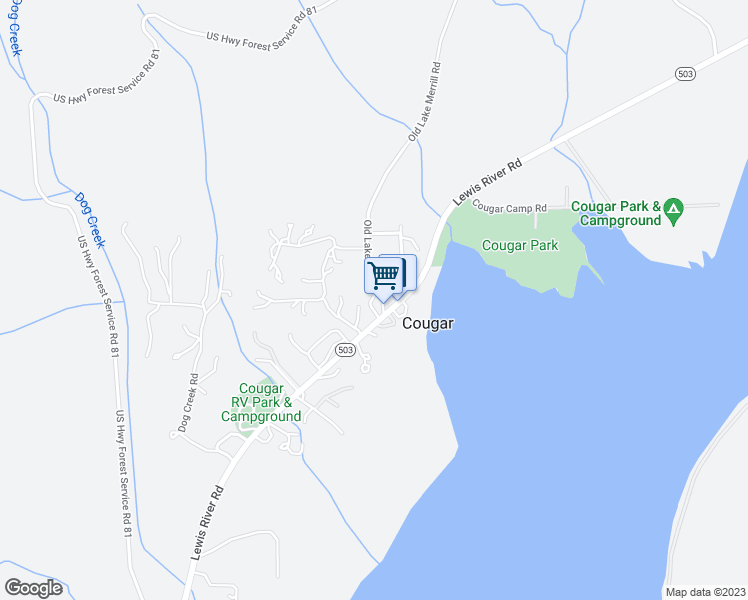 map of restaurants, bars, coffee shops, grocery stores, and more near 16840 Lewis River Road in Cougar