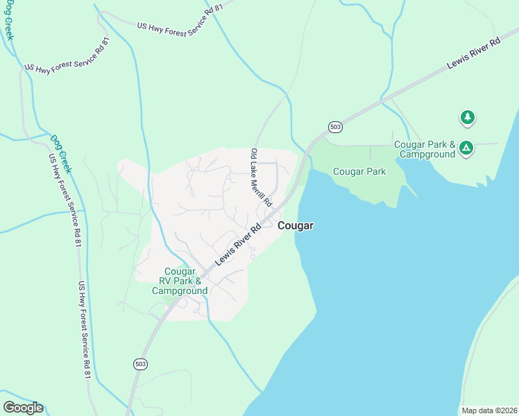 map of restaurants, bars, coffee shops, grocery stores, and more near 16840 Lewis River Road in Cougar