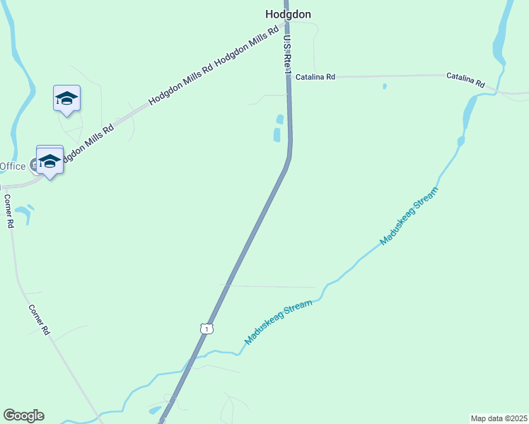 map of restaurants, bars, coffee shops, grocery stores, and more near 639 U.S. 1 in Hodgdon