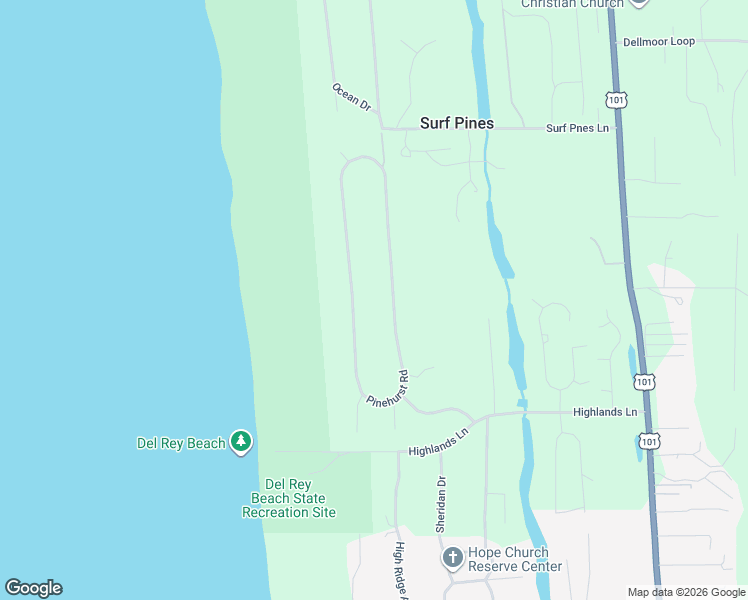 map of restaurants, bars, coffee shops, grocery stores, and more near 88930 Pinehurst Road in Seaside