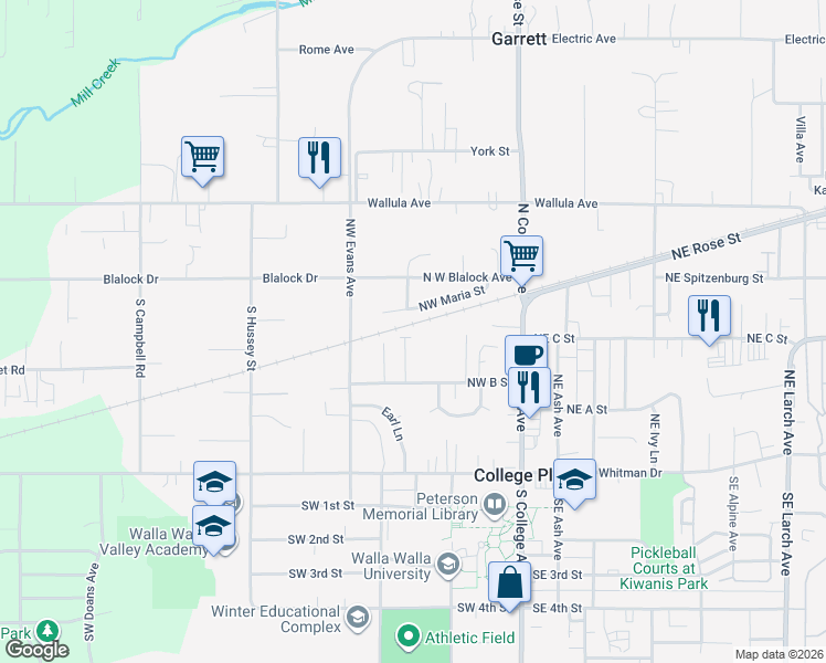 map of restaurants, bars, coffee shops, grocery stores, and more near 278 Laurella Lane in College Place