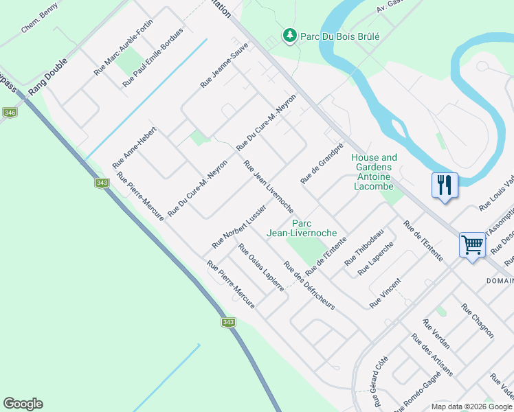 map of restaurants, bars, coffee shops, grocery stores, and more near 7 Rue Norbert Lussier in Saint-Charles-Borromée