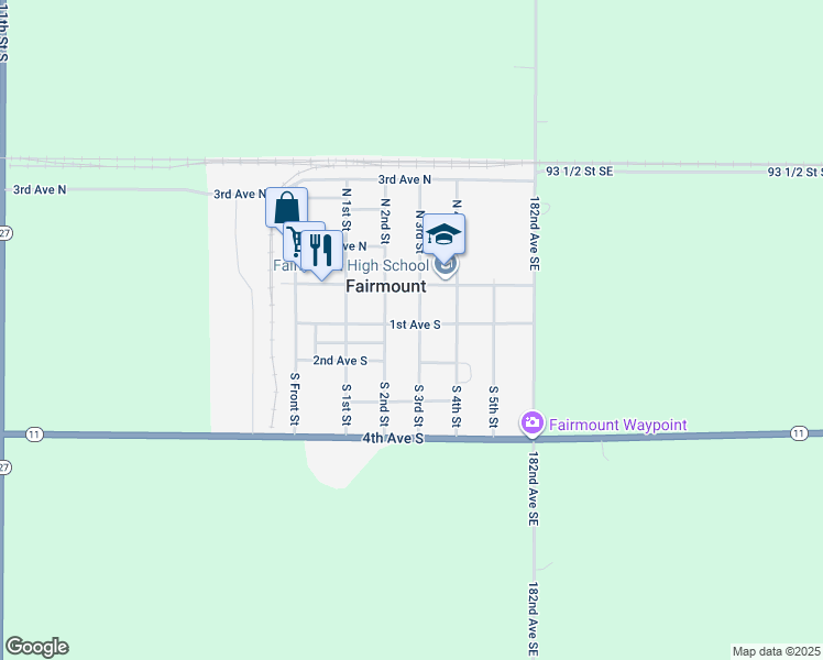 map of restaurants, bars, coffee shops, grocery stores, and more near 200 South 3rd Street in Fairmount