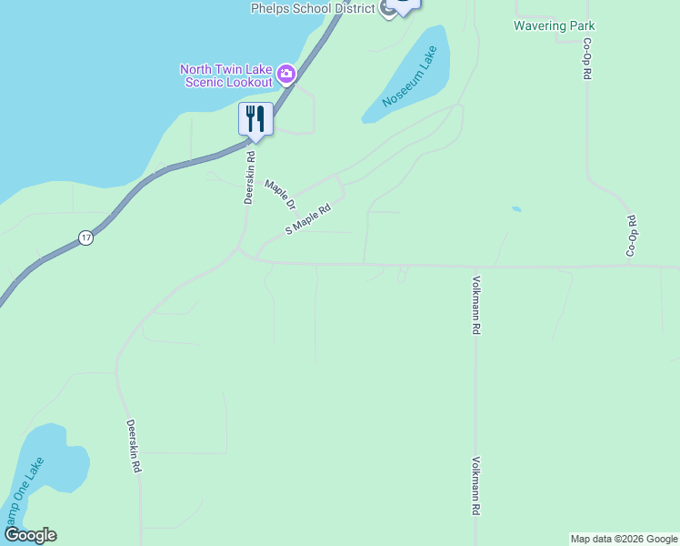 map of restaurants, bars, coffee shops, grocery stores, and more near 2361 Strong Road in Phelps