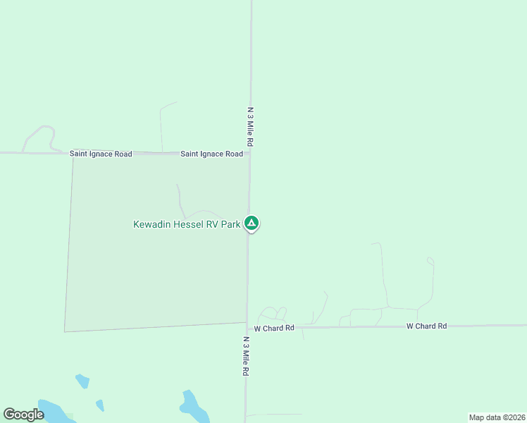 map of restaurants, bars, coffee shops, grocery stores, and more near 3334 North 3 Mile Road in Hessel