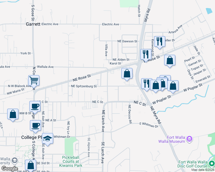 map of restaurants, bars, coffee shops, grocery stores, and more near 398 Northeast Lambert Avenue in College Place