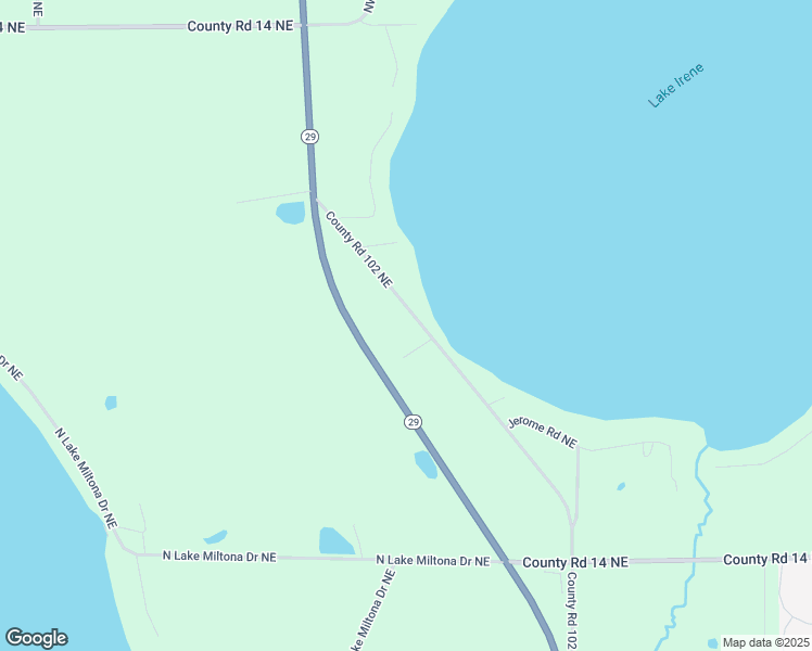 map of restaurants, bars, coffee shops, grocery stores, and more near 15662 County Road 102 Northeast in Parkers Prairie