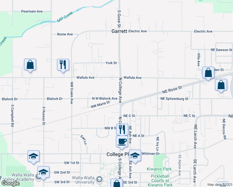 map of restaurants, bars, coffee shops, grocery stores, and more near in Garrett