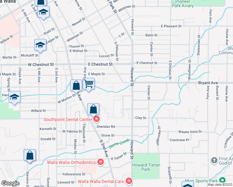 map of restaurants, bars, coffee shops, grocery stores, and more near 1325 Singleton Way in Walla Walla